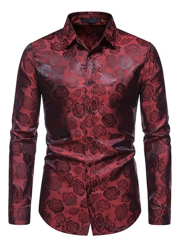 Camisa De Vestir De Lujo Floreada Para Hombre