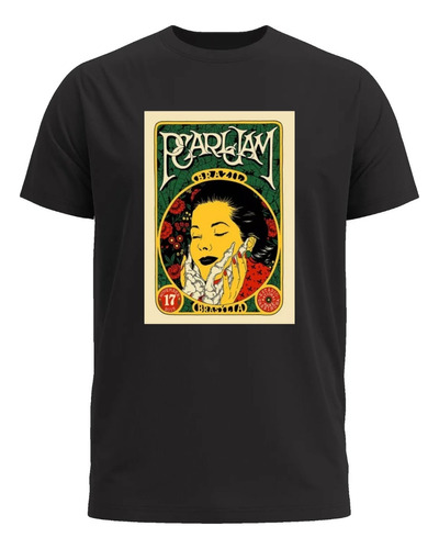 Camiseta Preta Musica Show Banda Pearl Jam Rock 25