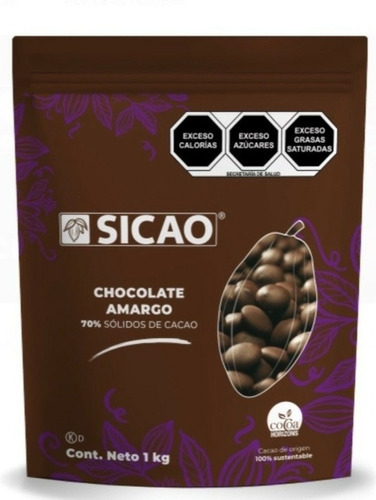 Chocolate Amargo 70% Cacao Sicao 1 Kg Keto Barrycallebaut 