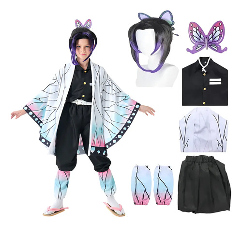 Disfraz Cosplay Demon Slayer Kochou Shinobu Traje Capa Con Peluca