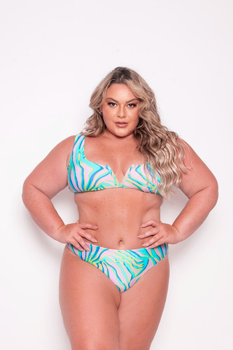 Biquíni Plus Size Estampado Detalhe V