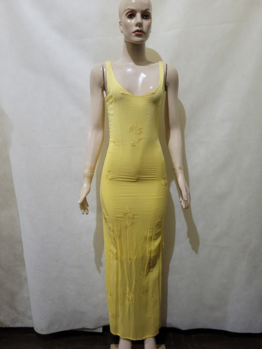 Vestido Ganesh Indiano Amarelo Longo Pp Antigo Cgc Usado