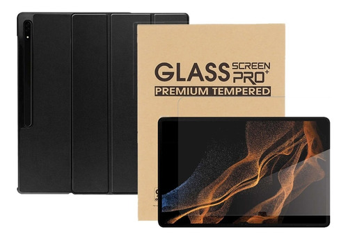 Funda Smart Cover Para Tablet Samsung S8 Ultra + Vidrio