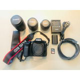  Canon Eos 80d = Kit 3 Lentes+card64gb+mic+bag  1.699 Clics 