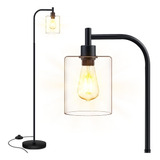 Lampara De Pie Industrial Con Pantalla De Vidrio, Led