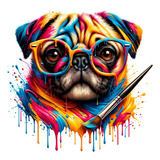 Quadro Redondo Pug Colorido Aluminio Pet 30cm Artístico Dog