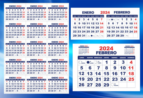Calendario 2024 3 Diseños Plantilla Digital Pdf Png