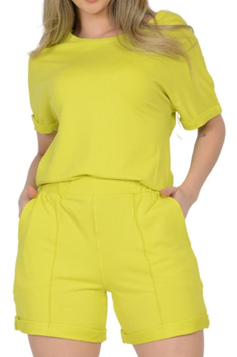Conjuntos Bermuda Alfaiataria Feminino Blusa Plus Size Luxo