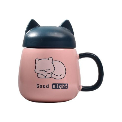 Mug De Gato Ceramica Pocillo Grande Con Tapa 