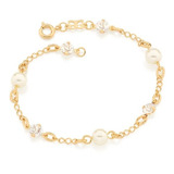 Pulseira Rommanel Com Pedras Banhado A Ouro 18k 19 Cm 550997