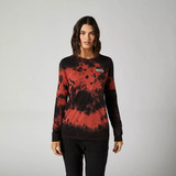 Polera Lifestyle Mujer Biscayne Manga Larga Rojo/negro Fox