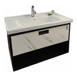 Mueble De Baño Ruby Negro Con Blanco Volado Incluye Todo