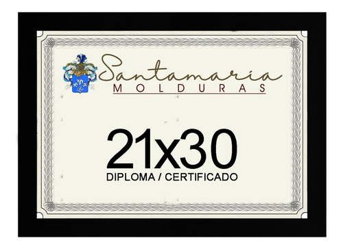 Moldura Porta Diploma Certificado A4 21x30 Preto Liso