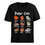 Camiseta Basica Potter Cats Love Hogwarts Harry Potter Geek