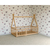 Cama Montessori De Madera De Pino Solida Individual Niños