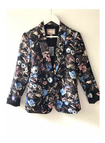 Blazer Forever21 Negro Con Flores Original