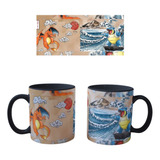 Mug Magico Vaso Arte La Gran Ola Y Pokémon 