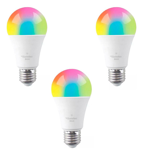 Pack De 3 Focos Inteligentes Led Sanelec Rgb 10w Wifi 