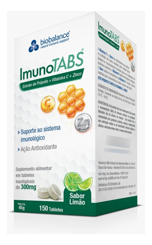 Suplemento Em Tabletes Mastigáveis Biobalance Imunotabs Aumento Da Imunidade Em Pote De 90g