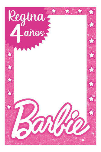 Marco Personalizado Barbie De Fotos Para Fiesta 120 X 80 Cm