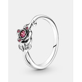 Anillo Pandora Rosa La Bella Y La Bestia N°52 Plata925 Origi