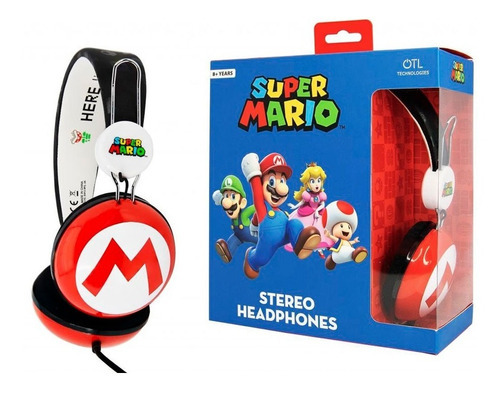 Audífonos Stereo Otl Super Mario Color Rojo