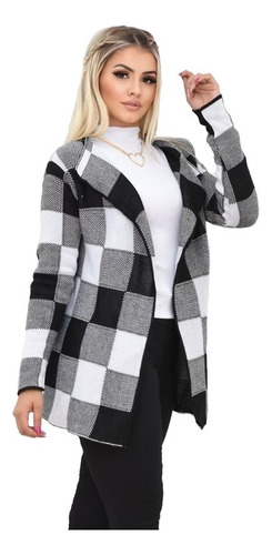 Cardigan Modelo Onça Sobretudo Lã Moda Blogueira Inverno