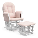 Storkcraft Sillon Mecedora Otomana Acolchada Rosa Con Blanco