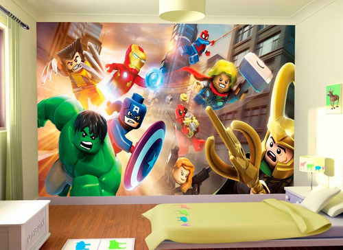 Papel De Parede Heróis Vingadores Hulk Lego M² Nhma21