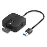 Vention Hub Usb 3.0 4 En 1 Multipuerto Usb 5gbps 1 Metro Multiplicador Teclado Disco Rigido Mouse Pendrive Impresora Pc Macbook Tablet Negro