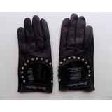 Guantes Cuero Negro Diamantes H-d Sku 98308-12vw Mujer L