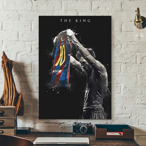 Cuadro Decorativo Messi The King Diseño Artistico Canvas 