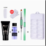 Kit Unhas Poly Gel Uv+pincel/espátula+nail Liq+m.f1+clipe  