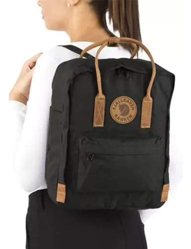 Mochila Fjallraven Kanken Cuero Medium 16 L Negro C/ Marrón