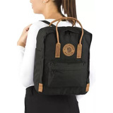 Mochila Fjallraven Kanken Cuero Medium 16 L Negro C/ Marrón