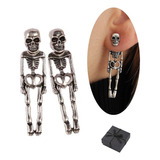 Aretes Largos Cráneo Mujer Oro Plata Halloween Dia Muertos