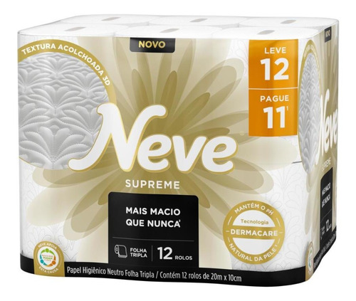 Papel Higiênico Folha Tripla Neve Supreme Leve 12 Pague 11