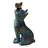 Estatueta De Gato De Resina Com Ornamento De Borboleta E Est