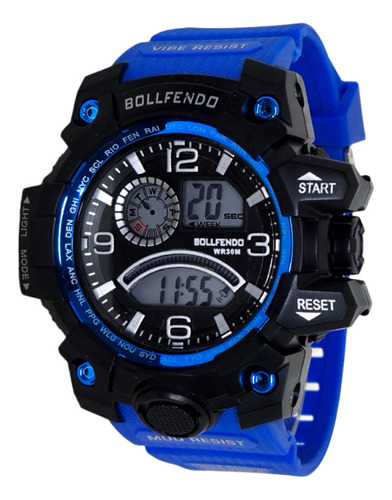 Relógio Masculino Militar Digital Led Com Pulseira Azul 