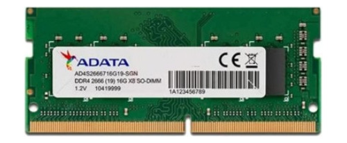 Memoria Ram Color Verde 8gb 1 Adata Ad4s26668g19-sgn