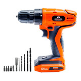 Taladro Inalámbrico Atornillador Daewoo 12v 10mm +accesorios Color Naranja Frecuencia 50 Hz