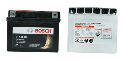 Bateria Ytx4l-bs Bosch 12v 3 Ah Pd Agm Moto