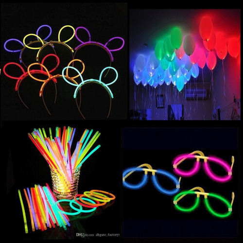 12 Orejas Flúor +12 Lentes Flúor +50 Pulseras +12 Globos Led