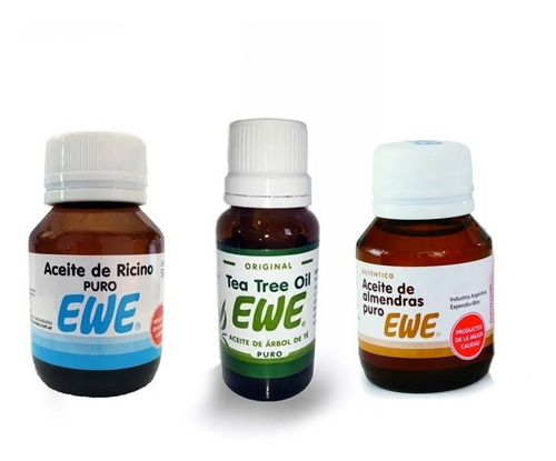 Combo Aceites Ewe Ricino, Almendras Y Árbol De Té