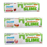 3 Creme Dental Infantil Slime Morango Tutti Frutty Chiclete 