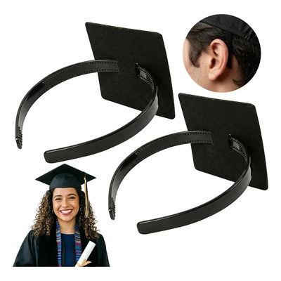2pz Diadema Graduación Birrete Asegura El Birrete Graduación, Banda Para El Cabello Firme Anticaída Negra Con Inserto Adhesivo, Asegura El Birrete De Graduación Y El Peinado | Meses sin interés
