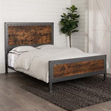 Cama Queen Rustica Metal Y Madera 