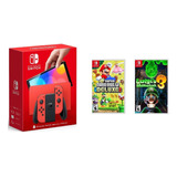 Nintendo Switch Oled Red + Juegos Mario Deluxe Luigi Mansion