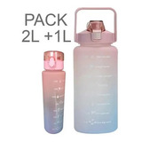 Pack 2 Botellas Agua Motivacional De 2 Litros Y 900 Ml Kawai