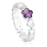 Anillo De Plata Y Amatista Flor Bold Motif